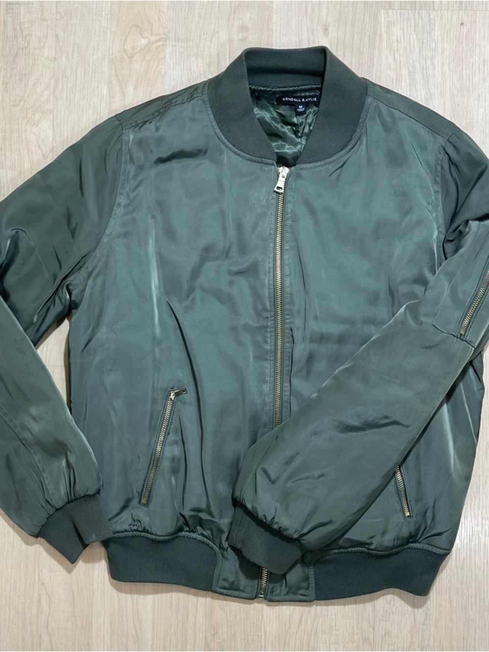 Kendall & Kylie Men's Dark Olive Green Bomber Jacket